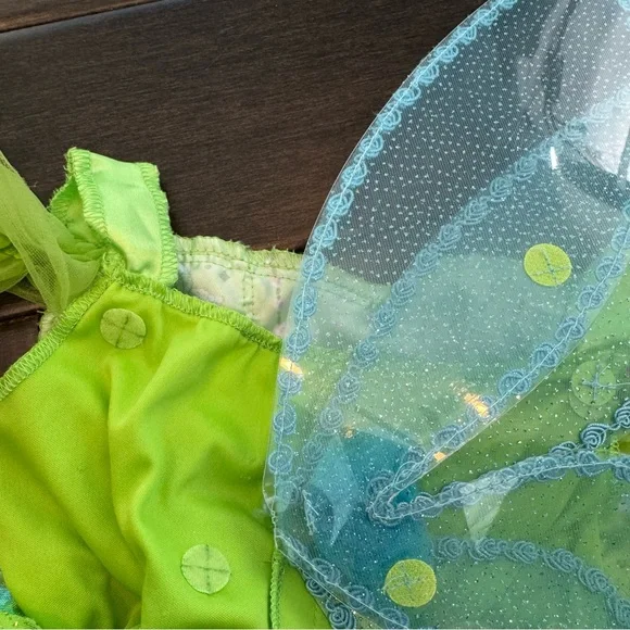 ❤️3/$30 Disney Tinker Bell Green Fairy Costume Dress with Wings - Child XS(4/5) - Picture 6 of 10